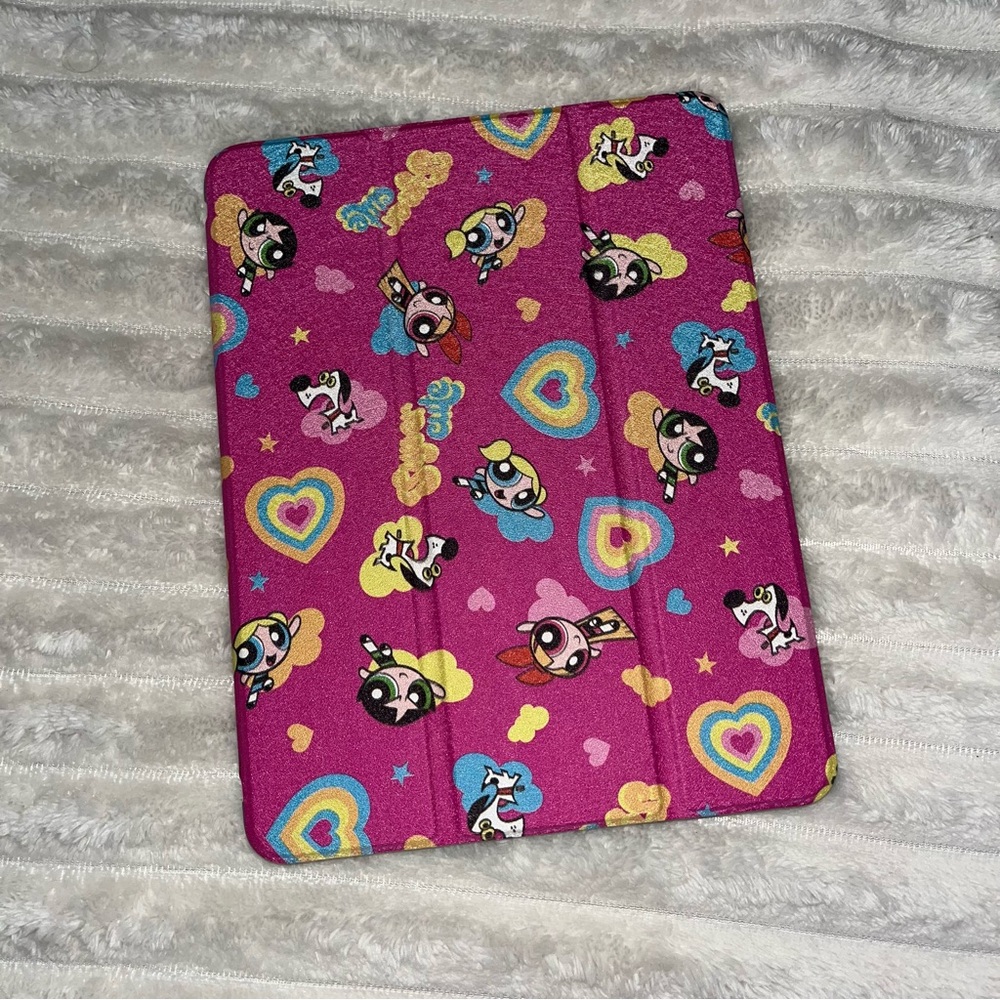 NEW Cartoon Network Pink PowerPuff Girls Tri-Fold iPad 5th Gen Case • 9.7inch
